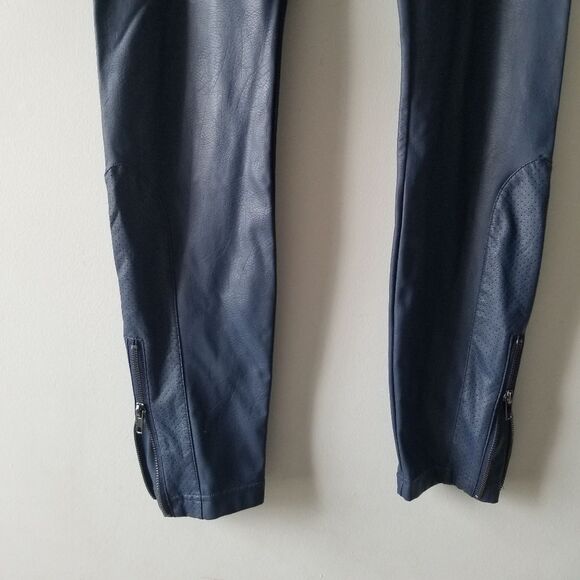Lysse High Waist Vegan Faux Leather Leggings Navy Blue Small - Picture 2 of 7